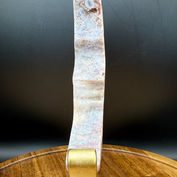 Pink Amethyst Agate Moon Face Profile Carving Druzy Crystal Natural 272g - Picture 6 of 9